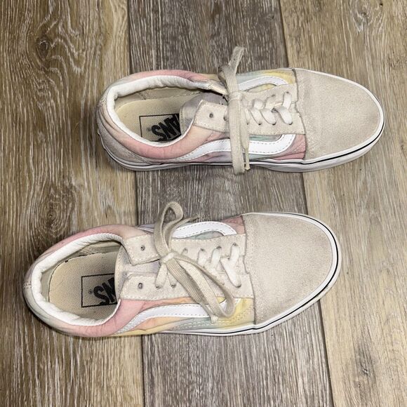 Vans Old Skool Womens US Size 6 Pink White Suede Skate Tie Dye Sneaker Shoes - Picture 2 of 11